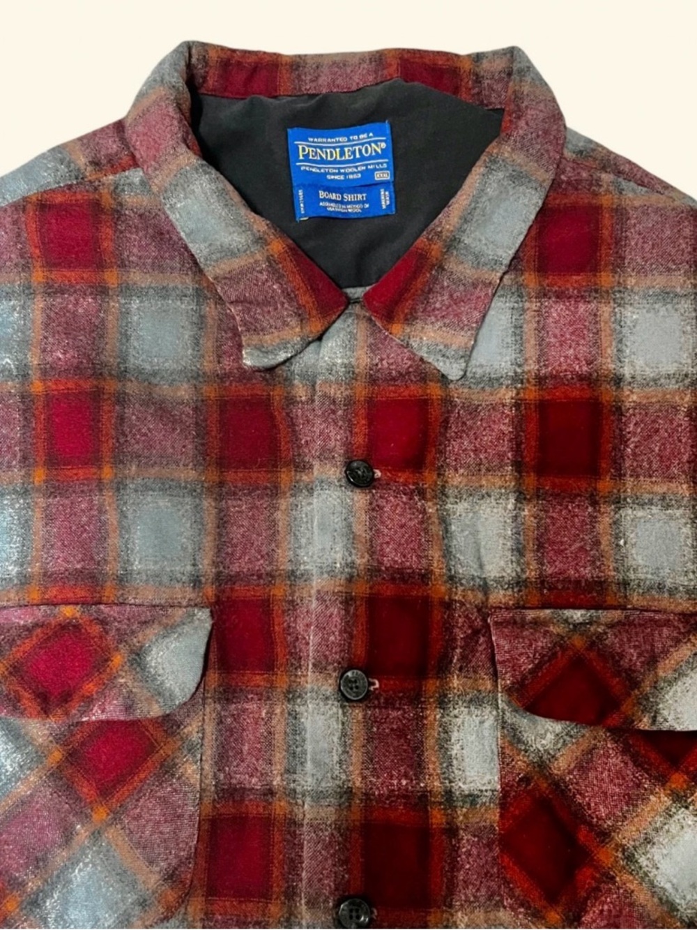 Pendleton Original Board Shirt Flannel Men's XXXL 3XL Wool Red Gray Tartan Plaid